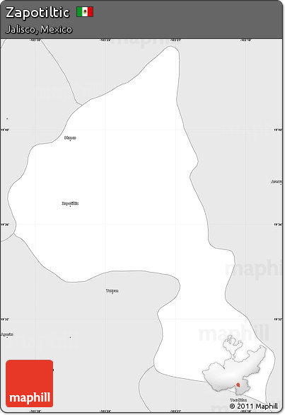 Silver Style Simple Map of Zapotiltic