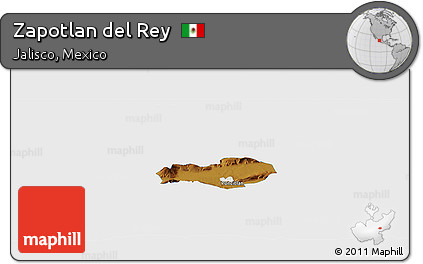 Physical Panoramic Map of Zapotlan Del Rey, single color outside