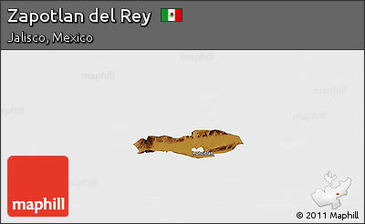 Physical Panoramic Map of Zapotlan Del Rey, single color outside
