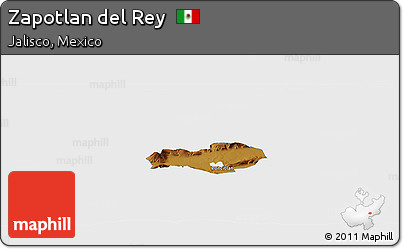 Physical Panoramic Map of Zapotlan Del Rey, single color outside