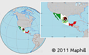 Flag Location Map of Mexico, gray outside