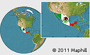 Flag Location Map of Mexico, satellite outside