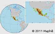 Physical Location Map of Mexico, gray outside