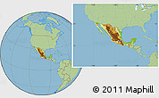 Physical Location Map of Mexico, savanna style outside