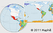 Political Location Map of Mexico, highlighted continent, within the entire continent