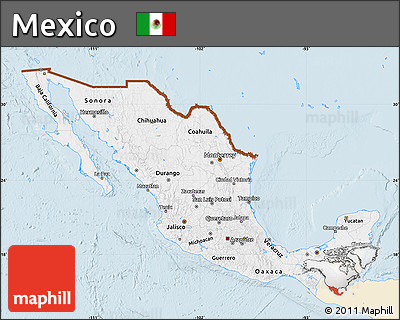 Classic Style Map of Mexico, single color outside