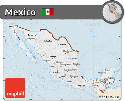 Classic Style Map of Mexico, single color outside
