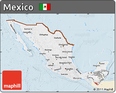 Classic Style Map of Mexico, single color outside
