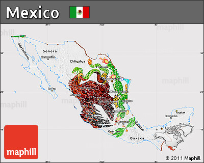 Flag Map of Mexico, flag aligned to the middle