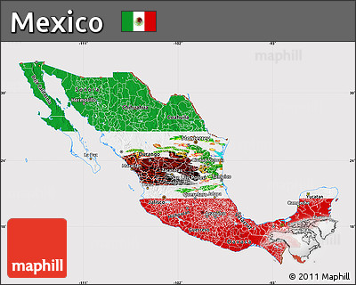 Flag Map of Mexico, flag rotated