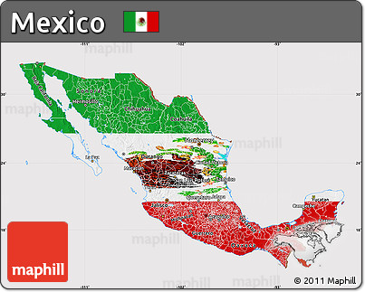 Flag Map of Mexico, flag rotated