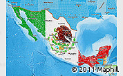 Flag Map of Mexico, political shades outside