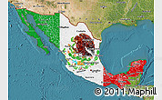 Flag Map of Mexico, satellite outside