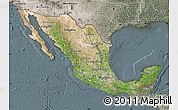 Satellite Map of Mexico, semi-desaturated