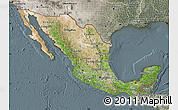 Satellite Map of Mexico, semi-desaturated