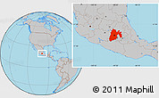 Gray Location Map of Mexico