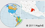 Political Location Map of Mexico, highlighted country