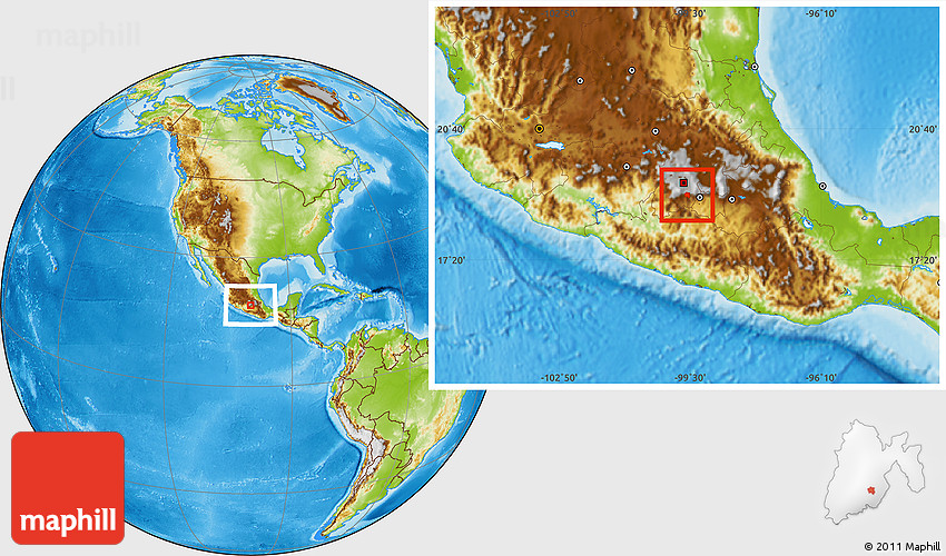 Physical Location Map of Tenango Del