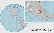 Gray Location Map of Toluca, hill shading