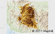 Physical 3D Map of Coalcoman de Vasquez P., lighten
