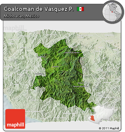 Satellite 3D Map of Coalcoman De Vasquez P., lighten