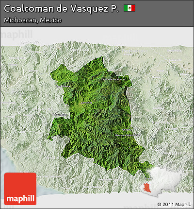 Satellite 3D Map of Coalcoman De Vasquez P., lighten
