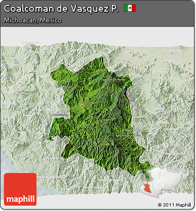 Satellite 3D Map of Coalcoman De Vasquez P., lighten
