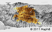 Physical Panoramic Map of Coalcoman de Vasquez P., desaturated