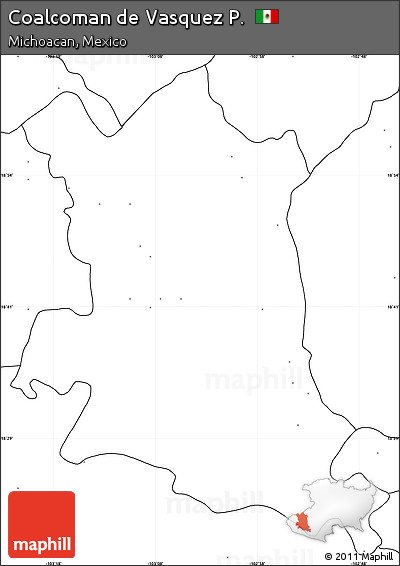 Blank Simple Map of Coalcoman De Vasquez P., no labels
