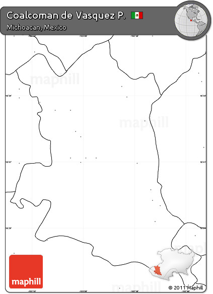 Blank Simple Map of Coalcoman De Vasquez P., no labels