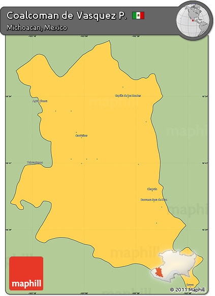 Savanna Style Simple Map of Coalcoman De Vasquez P., cropped outside