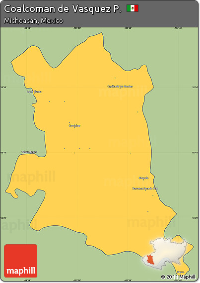 Savanna Style Simple Map of Coalcoman De Vasquez P., cropped outside