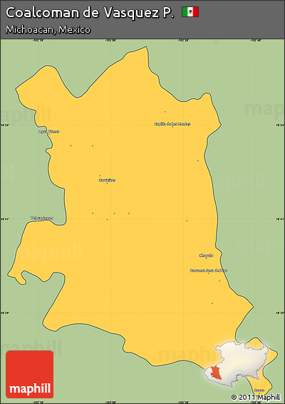 Savanna Style Simple Map of Coalcoman De Vasquez P., cropped outside
