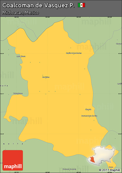 Savanna Style Simple Map of Coalcoman De Vasquez P.