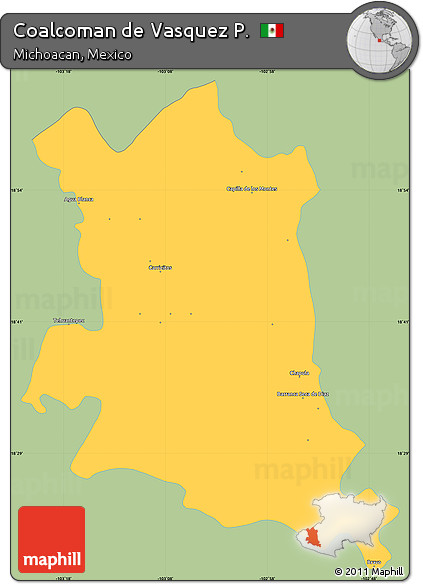 Savanna Style Simple Map of Coalcoman De Vasquez P., single color outside