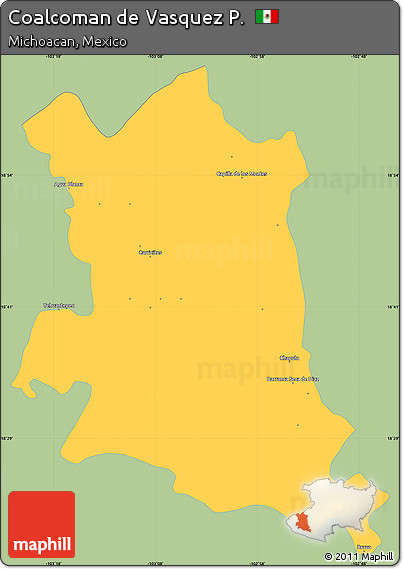 Savanna Style Simple Map of Coalcoman De Vasquez P., single color outside