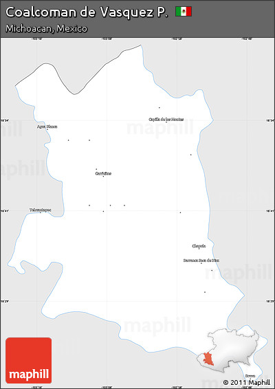 Silver Style Simple Map of Coalcoman De Vasquez P., single color outside