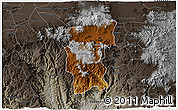 Physical 3D Map of Hidalgo, darken, semi-desaturated
