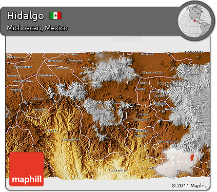 Physical 3D Map of Hidalgo