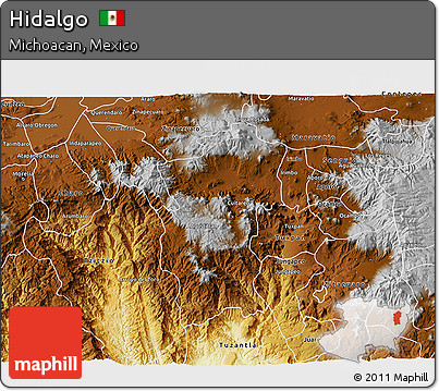 Physical 3D Map of Hidalgo
