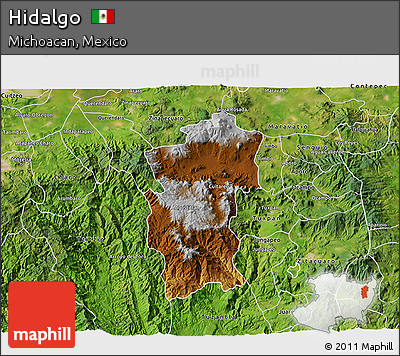 Physical 3D Map of Hidalgo, satellite outside