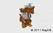Physical 3D Map of Hidalgo, single color outside