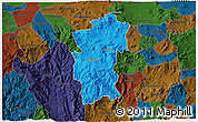 Political 3D Map of Hidalgo, darken