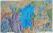 Political 3D Map of Hidalgo, semi-desaturated