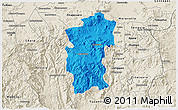 Political 3D Map of Hidalgo, shaded relief outside
