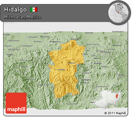 Savanna Style 3D Map of Hidalgo