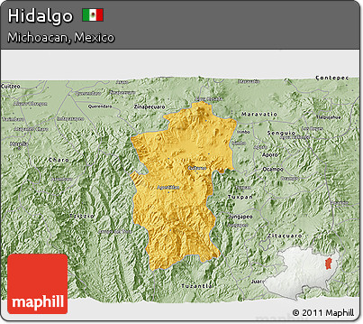 Savanna Style 3D Map of Hidalgo