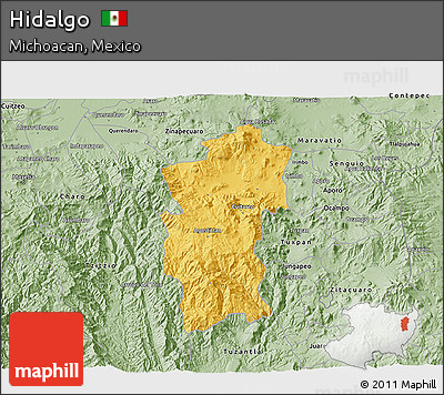Savanna Style 3D Map of Hidalgo
