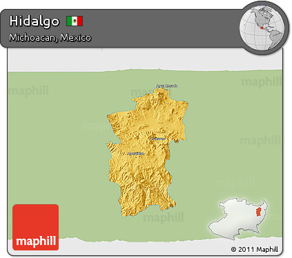 Savanna Style 3D Map of Hidalgo, single color outside
