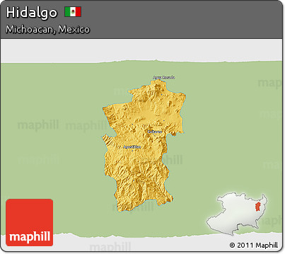 Savanna Style 3D Map of Hidalgo, single color outside